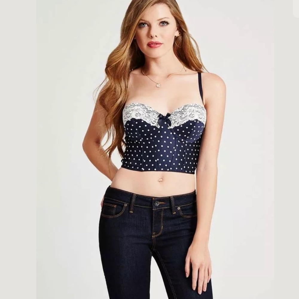 New Guess SET ME UP POLKA-DOT BUSTIER S